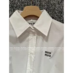 miumiu 2025SS Early Fall Collection 🤍 Short White Shirt - Notch Collar Logo Classic Style - Image 7