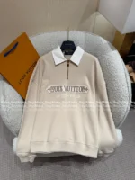 Louis Vuitton 2025SS Early Fall Collection 🤍 Mock Two-Layer Zip Hoodie - V-Neck Panel Pullover with Embroidered Logo - Image 19
