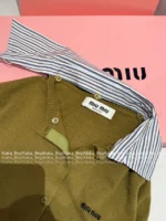 miumiu 2025SS Early Fall Collection 🎀 American Prep Style - Mock Two-Layer Cardigan w/ Plaid Panels & Wool Blend ❕ - Image 5