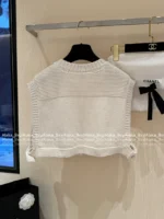 Chanel 2025A Early Fall Collection 🤍 Socialite Style Vest - Crochet Pocket & Crystal Button Waistcoat Women's Top - Image 4