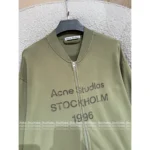 ACNE STUDIOS 2025 Autumn Collection 🍵 Classic 1996 Vintage Baseball Jacket - Matcha Green Retro Zip-Up w/ Distressed Logo - Image 14
