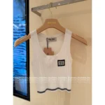 miumiu 25SS Spring/Summer Collection 🤍 Panda Color-Block Set - Sleeveless Knit Tank & Bodycon Skirt w/ Letter Logo - Image 3