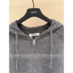 Dior 2025SS Early Fall Collection 🩶 Premium Gray Hooded Cardigan - Embroidered Logo Zip-Up w/ Cashmere-Wool Blend - Image 17