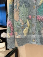 Chanel 25B Early Fall Collection 🌈 Macaron Ice Blue Tie-Dye Cardigan - Long-Hair Mohair/Wool Blend Knit Coat - Image 15