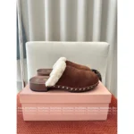 miumiu 2025SS Early Fall Collection 🐻 Women's Sherling Mule Slippers - Classic Letter Logo & Cloud Comfort (3 Colors Available) - Image 11
