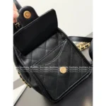 Chanel 25/26 Fall-Winter Collection 🖤 25Bag Drawstring Backpack - Caviar Leather w/ Chain ⛓️ Logo & Adjustable Straps 🎒 - Image 14