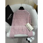 Chanel 2025A Early Fall Collection 🎀 Women’s Dusty Pink Jacquard Cardigan - Wool Blend w/ Pocket Detail (Haute Minimalism) - Image 9