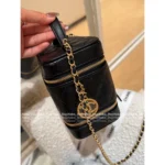 Chanel 2025B Runway Collection 🖤 Black/Gold "Makeup Box" Bag - Medal Logo w/ Detachable Chain ⛓️ (Pebbled Leather) - Image 4