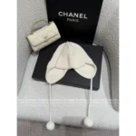 Chanel 2025B Fall/Winter Collection 🤍 Pom-Pom Beanie w/ Drop Pendant - Imported Cashmere Earflap Hat (Russian-Style Knit) - Image 2