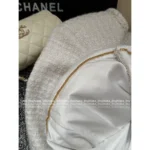 Chanel 2025B Early Fall Collection 🤍 Minimalist White Tweed Coat - Round Neck Woven Jacket w/ Textured Bouclé - Image 8