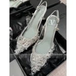 VALENTINO 2025 Spring/Summer Collection ✨ Hand-Beaded Crystal Heels - Imported Silk & Swarovski Elegance 👠