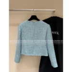 Chanel 25A Haute Atelier Collection 🩵 Blue Short-Length Notch Lapel Blazer w/ Pockets - Imported Tweed & Silk Lining - Image 7