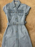 Dior 2025 Spring/Summer Collection 🐝 Embroidered Logo Denim Set - Heavy Enzyme Wash Dress & Jacket - Image 5