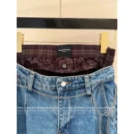 ALEXANDERWANG 2025 New Collection 👖 Mock Two-Layer Wide-Leg Jeans - High-Waisted Scimitar Flare Pants - Image 4