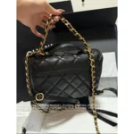 Chanel 🎒 25A Haute Atelier Collection Litchi-Grain Leather Handle & Chain Backpack / Mini Backpack / Tote Bag — Durable & Sturdy - Image 12