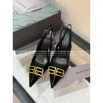 BALENCIAGA 2025 Early Fall Collection 🆕 Classic Heeled Sandals - Signature Metal Logo Detail - Image 10