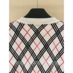 BURBERRY ♥️2025 Early Autumn New Collection Colorblock Plaid Cavalry Embroidered Logo Crewneck Knit Cardigan for Women - Image 4