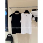 Chanel 🤍 2025B Spring/Summer New Collection Crochet Hollow-Out Round Neck Sleeveless Knit Tank / Short-Sleeve T-Shirt - Image 7