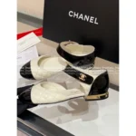 Chanel 25B Early Fall Collection 🔍 Timeless "Rich Girl" Mary Janes - Argyle Color-Block with Metal Logo - Image 3