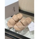 Chanel 2025SS Fall/Winter Collection 🐑 Embroidered Logo Sheepskin Slippers - Chunky Sole Slide-On Mules - Image 9