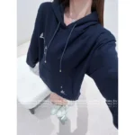 Louis Vuitton 2025SS Early Fall Collection 💙 Embroidered Logo Hoodie - Women's Casual Pullover with Print Detail - Image 11