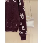 Chanel 2024N Coco Neige Ski Collection ❄️ Burgundy Jacquard Cashmere Sweater - Round Neck Pullover with Dust Bag - Image 11