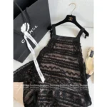 Chanel 2025B Spring/Summer Collection 🖤 Sheath Slit Dress - Lace Cut-Out Detailing & Silk Lining - Image 16
