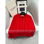 VALENTINO 2025SS Early Fall Collection 🎀 Bow Tie Ribbon Knit Sweater - 100% Wool Cable Knit Pullover with Lace Detailing - Image 10