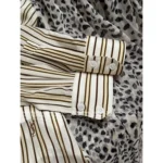 SAINT LAURENT 2025Y+ Spring/Summer Collection 🔆 Women's Striped Silk Shirt - Notch Collar 100% Mulberry Silk with Embroidered Logo - Image 7