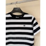 CELINE 25SS Spring/Summer Collection ☑️ Women's Classic Black & White Cotton Tee - Embroidered Letter Logo Short-Sleeve T-Shirt - Image 10