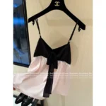 Chanel 25A Early Fall Collection 💗 Runway Crystal-Strap Camisole - Bow-Accented Silk Satin Top - Image 3