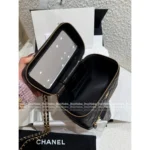 Chanel 2025B Runway Collection 🖤 Black/Gold "Makeup Box" Bag - Medal Logo w/ Detachable Chain ⛓️ (Pebbled Leather) - Image 6