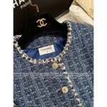 Chanel 25B Early Fall Collection 💙 Wang Yibo Inspired Sapphire Blue Vest - Crystal Button Tweed Waistcoat w/ Woven Pockets - Image 12
