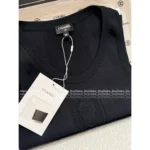 Chanel 2025A New Collection 🤍 Heart Jacquard Logo Top - Cotton Ribbed Sleeveless Vest / Short Sleeve Tee - Image 3