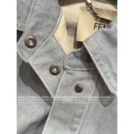 FENDI 2025 Early Fall Collection 🆕 Women's Structured Cropped Denim Jacket - Printed Logo Patch Pockets & Notch Collar - Image 3