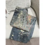 ACNE STUDIOS 2025 Early Fall Collection 🍬 Candy Beaded Wide-Leg Jeans - High-Waisted Painted Print & Embroidery 👖 - Image 8
