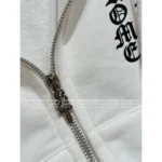 CHROME HEARTS 2025 Early Fall Collection 🖤 Cropped Graphic Hoodie - Sanskrit Cross Zip-Up w/ Black & White Options - Image 5
