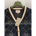 Gucci 2025SS Early Fall Collection ❕ Gold-Embroidered Cardigan - Color-Block V-Neck Knit Jacket - Image 9