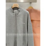miumiu 🩶 2025SS Early Autumn New Collection Cotton Zip-Up Oversized Letter Logo Jacket Hoodie for Women - Image 6