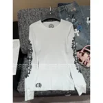 CHROME HEARTS ♥️ Personal Favorite — 2025 Early Fall New Printed Floral Letter Logo Ribbed Crewneck Long-Sleeve T-Shirt for Women - Image 9