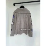 Chanel 2024N Coco Neige Ski Collection 🆕 Jacquard Logo Cardigan - Zip-Front Knit Jacket with Artisanal Crochet - Image 8