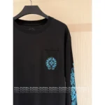 CHROME HEARTS 2025 Early Fall Collection 🩵 Blue Sanskrit Print Tee - Round Neck Long Sleeve Cotton Shirt - Image 15