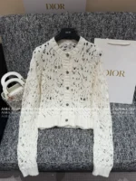 Dior 2025 Early Fall Collection ⭐ Beige Open-Knit Vest - Crochet Cardigan & Tank Top Set - Image 25