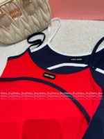 miumiu 25SS Spring/Summer Collection ♥️ American Retro Sport Top - Stretch Fit Color-Block Logo Tank - Image 13
