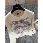 Dior 2025 Early Autumn Collection 💗 Heavy Embroidery Logo Sweater - Floral Jacquard Cashmere Blend Pullover - Image 11
