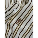 SAINT LAURENT 2025Y+ Spring/Summer Collection 🔆 Women's Striped Silk Shirt - Notch Collar 100% Mulberry Silk with Embroidered Logo - Image 6