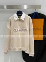 Louis Vuitton 2025SS Early Fall Collection 🤍 Mock Two-Layer Zip Hoodie - V-Neck Panel Pullover with Embroidered Logo - Image 17