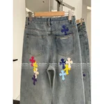 CHROME HEARTS 2025SS Spring/Summer Collection 🌈 Rainbow Cross Logo Jeans - High-Waisted Slimming Wide-Leg Pants 👖 - Image 7