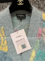 Chanel 25B Early Fall Collection 🌈 Macaron Ice Blue Tie-Dye Cardigan - Long-Hair Mohair/Wool Blend Knit Coat - Image 13