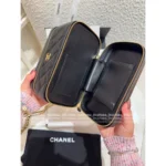 Chanel 2025B Runway Collection 🖤 Black/Gold "Makeup Box" Bag - Medal Logo w/ Detachable Chain ⛓️ (Pebbled Leather) - Image 3